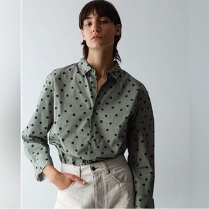 Caron Callahan Green Polka Dot Shirt